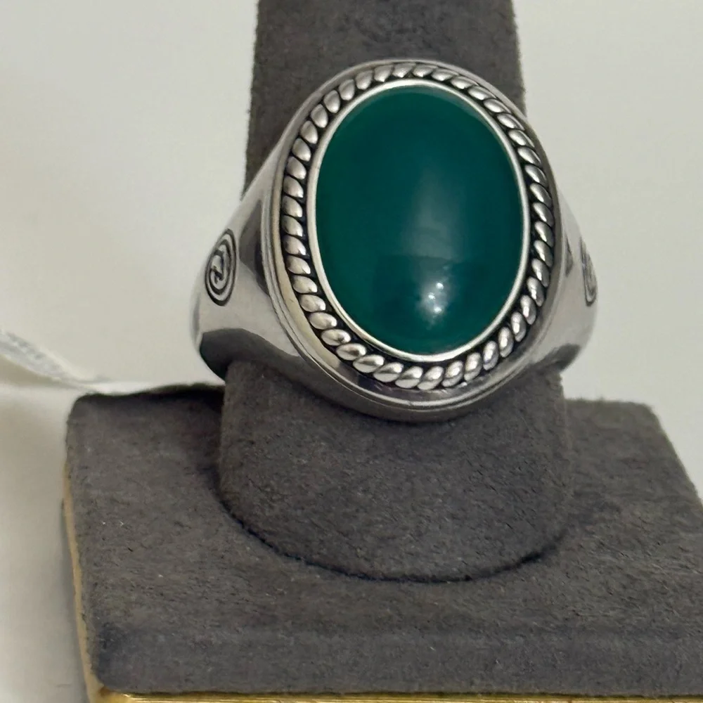 EFFY 925 STERLING SILVER ,GREEN ONYX RING SIZE 10